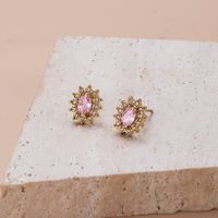 1 Paire Sucré Brillant Forme De Cœur Fleur Rectangle Incruster Acier Inoxydable 304 Zircon Des Boucles D'Oreilles main image 5