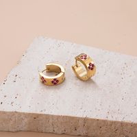 1 Paire Élégant Glamour Rond Œil Fleur Placage Incruster Acier Inoxydable 304 Zircon Des Boucles D'Oreilles sku image 2