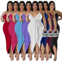 A-line Skirt Commute V Neck Straps Sleeveless Solid Color Midi Dress Street main image 6