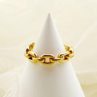 304 Stainless Steel 14K Gold Plated Simple Style Plating Solid Color Rings sku image 1