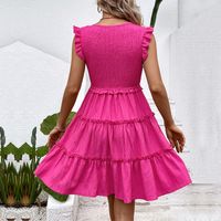 Women's Regular Dress Elegant V Neck Ruffles Sleeveless Solid Color Knee-length Street main image 5