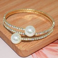 Élégant Géométrique Alliage Placage Incruster Perles Artificielles Strass Femmes Bracelet main image 3