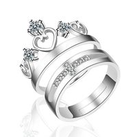 Casual Simple Style Cross Heart Shape Crown Copper Zircon Open Ring In Bulk main image 2