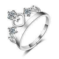 Casual Simple Style Cross Heart Shape Crown Copper Zircon Open Ring In Bulk sku image 2