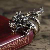 Chinoiserie Retro Cool Style Dragon Metal Plating Unisex Open Ring main image 4