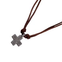 Retro Cross Alloy Cowhide Men's Pendant Necklace main image 2