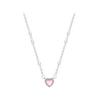 Sweet Heart Shape Sterling Silver Inlay Artificial Gemstones Pendant Necklace sku image 1