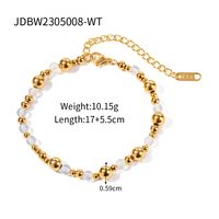 Ig Style Casual Round Stainless Steel Moonstone Beaded Plating 18k Gold Plated Bracelets Necklace sku image 1