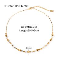 Ig Style Casual Round Stainless Steel Moonstone Beaded Plating 18k Gold Plated Bracelets Necklace sku image 2