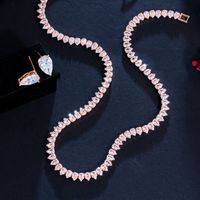 Copper Rose Gold Plated Rhodium Plated Silver Plated Casual Elegant Luxurious Inlay Water Droplets Artificial Gemstones Earrings Necklace main image 4
