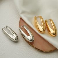 1 Pair Simple Style U Shape Solid Color Plating Copper 18k Gold Plated Hoop Earrings main image 1