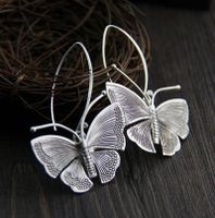 1 Paar Klassischer Stil Schmetterling Legierung Versilbert Ohrhaken main image 1