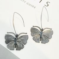 1 Paar Klassischer Stil Schmetterling Legierung Versilbert Ohrhaken main image 2