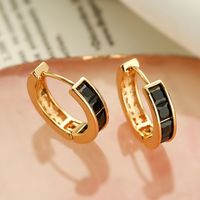 1 Pair Elegant Round Heart Shape Plating Inlay Copper Zircon 18k Gold Plated Hoop Earrings main image 2