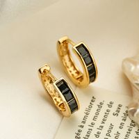 1 Pair Elegant Round Heart Shape Plating Inlay Copper Zircon 18k Gold Plated Hoop Earrings sku image 1