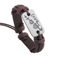 Simple Style Cross Letter Alloy Leather Alloy Men's Bracelets sku image 7