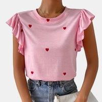 Women's T-shirt Short Sleeve T-shirts Romantic Streetwear Heart Shape main image 5
