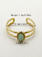 304 Stainless Steel 14K Gold Plated Commute Plating Natural Stone Open Ring main image 2