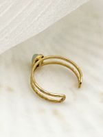 304 Stainless Steel 14K Gold Plated Commute Plating Natural Stone Open Ring main image 3
