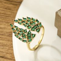 Artistic Wings Copper Plating Inlay Zircon 18k Gold Plated Open Ring sku image 2