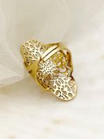 304 Stainless Steel 14K Gold Plated Commute Plating Hollow Out Solid Color Open Ring main image 3