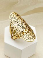 304 Stainless Steel 14K Gold Plated Commute Plating Hollow Out Solid Color Open Ring main image 1