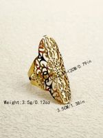 304 Stainless Steel 14K Gold Plated Commute Plating Hollow Out Solid Color Open Ring main image 2