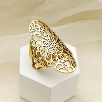 304 Stainless Steel 14K Gold Plated Commute Plating Hollow Out Solid Color Open Ring sku image 1