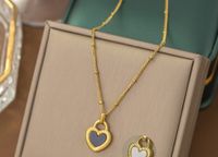 304 Stainless Steel 18K Gold Plated Modern Style Plating Heart Shape Acrylic Plastic Stone Pendant Necklace sku image 17