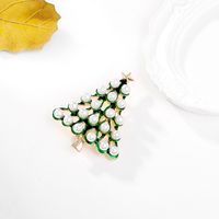 Simple Style Christmas Tree Alloy Inlay Pearl Women's Brooches main image 1
