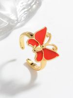 Ig Style Casual Simple Style Butterfly Copper Enamel Plating Open Rings main image 3