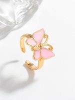 Ig Style Casual Simple Style Butterfly Copper Enamel Plating Open Rings main image 2