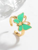Ig Style Casual Simple Style Butterfly Copper Enamel Plating Open Rings main image 6