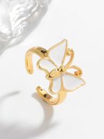 Ig Style Casual Simple Style Butterfly Copper Enamel Plating Open Rings main image 4