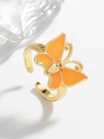 Ig Style Casual Simple Style Butterfly Copper Enamel Plating Open Rings main image 5