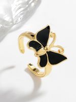 Ig Style Casual Simple Style Butterfly Copper Enamel Plating Open Rings main image 7