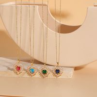 Elegant Glam Heart Shape Copper Plating Inlay Zircon 14k Gold Plated Pendant Necklace main image 7