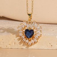 Elegant Glam Heart Shape Copper Plating Inlay Zircon 14k Gold Plated Pendant Necklace sku image 4