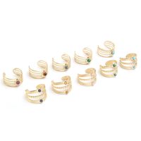 304 Stainless Steel 18K Gold Plated Baroque Style Modern Style Plating Hollow Out Inlay Round Natural Stone Open Ring main image 3