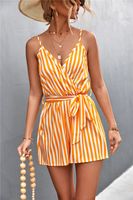 Women's Holiday Daily Vacation Stripe Shorts Backless Rompers main image 6