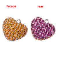 Streetwear Heart Shape Unforgettable Copper Plating Inlay Zircon 18k Gold Plated Charms sku image 4