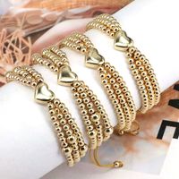 Simple Style Heart Shape Copper Copper Gold Plated Bracelets main image 3