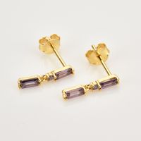 1 Pair Simple Style Rectangle Plating Inlay Copper Zircon Drop Earrings main image 5