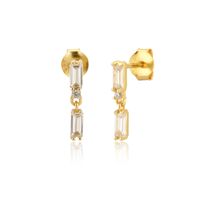 1 Pair Simple Style Rectangle Plating Inlay Copper Zircon Drop Earrings sku image 1