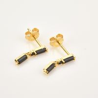 1 Pair Simple Style Rectangle Plating Inlay Copper Zircon Drop Earrings main image 3