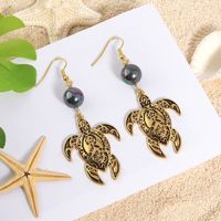 1 Pair Ethnic Style Tortoise Alloy Shell Drop Earrings main image 3