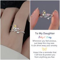 Wholesale Jewelry Simple Style Butterfly Alloy Zircon Inlay Open Ring main image 5