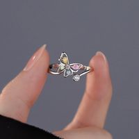 Wholesale Jewelry Simple Style Butterfly Alloy Zircon Inlay Open Ring sku image 1