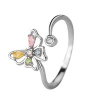 Großhandel Schmuck Einfacher Stil Schmetterling Legierung Zirkon Inlay Offener Ring main image 4