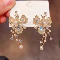 1 Pair Fairy Style Butterfly Inlay Copper Artificial Diamond Drop Earrings main image 4